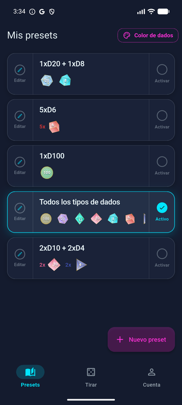 Lista de presets