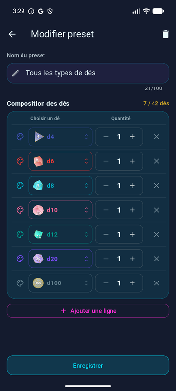Édition d'un preset