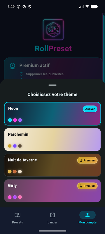 Thèmes de l'app